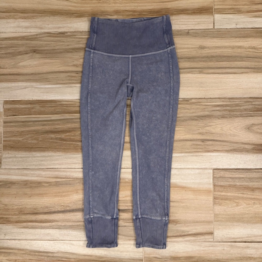 Lululemon Wunder Under High-Rise Crop 23"‎ Ribbed - Washed Moon Blue Size 2